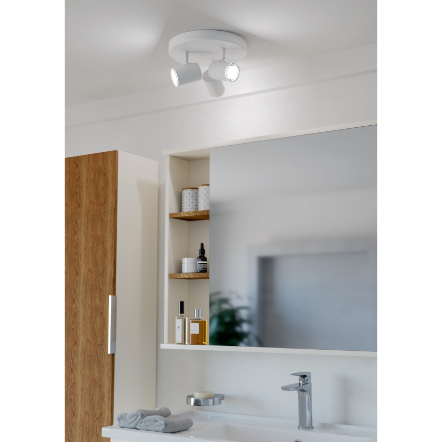 Eglo - kopalniško usmerjeno svetilo 3xGU10/5W/230V, premer 25 cm, IP44, belo