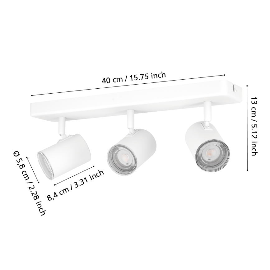 Eglo - Kopalniška točkovna svetilka 3xGU10/5W/230V IP44 bela