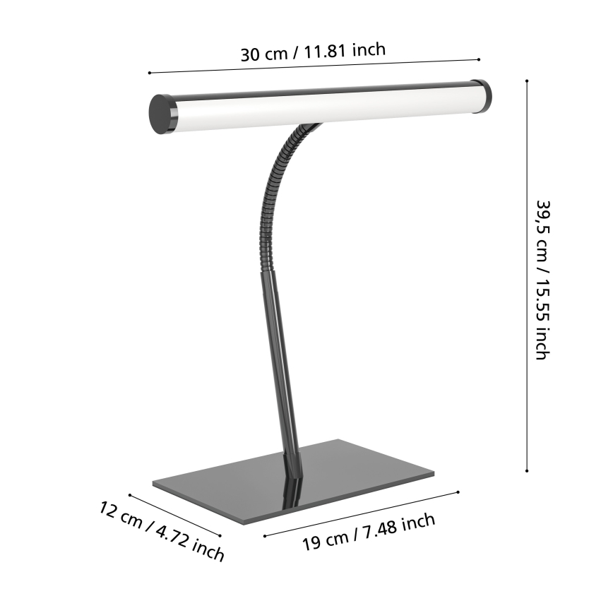 Eglo - LED zatemnjiva namizna svetilka na dotik LED/5W/230V 2700/4000/6500K črn krom