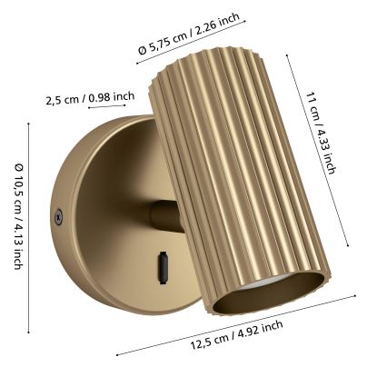 Eglo - Stensko točkovno svetilo 1xGU10/5W/230V zlato