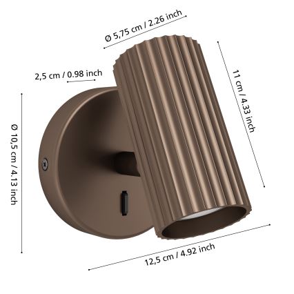 Eglo - Stenska točkovna svetilka 1xGU10/5W/230V rjava