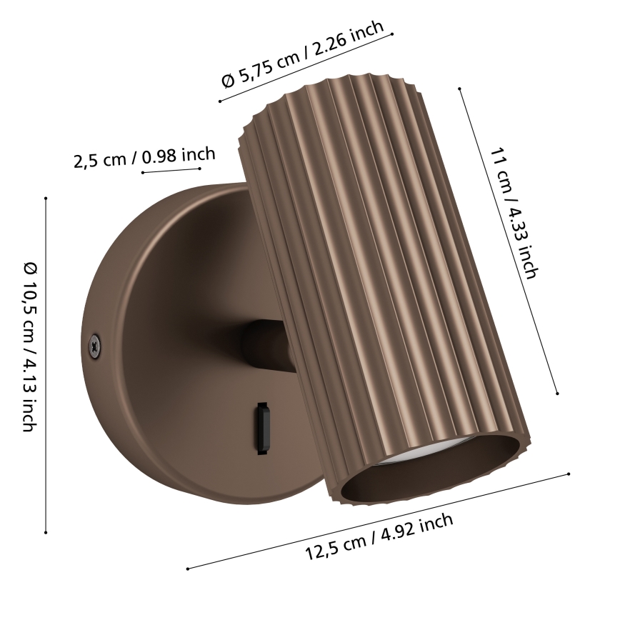 Eglo - Stenska točkovna svetilka 1xGU10/5W/230V rjava