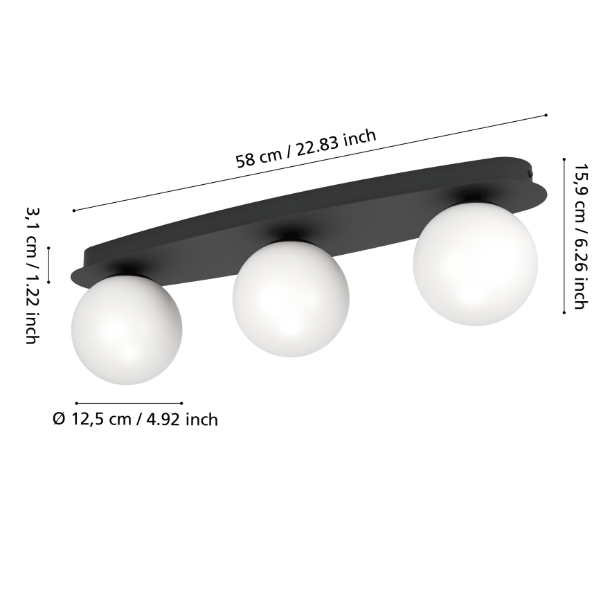 Eglo - LED stropna svetilka za kopalnico 3xG9/4,2W/230V IP44 črna
