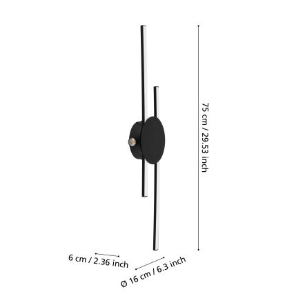 Eglo - LED stenska svetilka LED/20W/230V + LED/0,91W črna