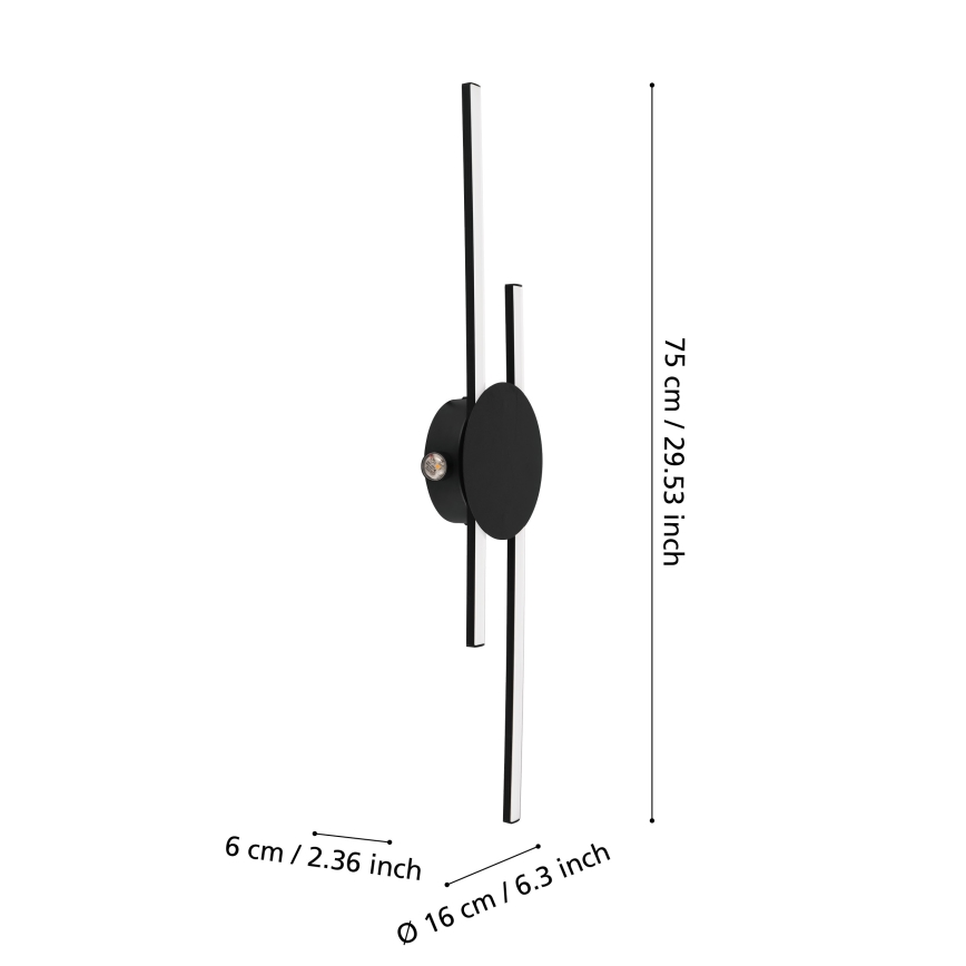 Eglo - LED stenska svetilka LED/20W/230V + LED/0,91W črna
