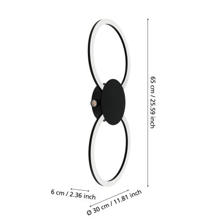 Eglo - LED stenska svetilka LED/20W/230V + LED/0,91W črna