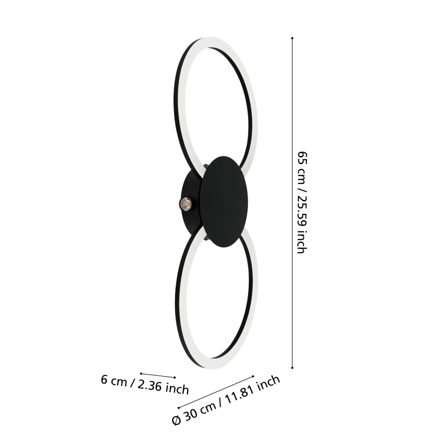 Eglo - LED stenska svetilka LED/20W/230V + LED/0,91W črna