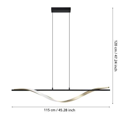 Eglo - LED lestenec na kablu LED/20W/230V 2700/4000/6500K črna/zlata