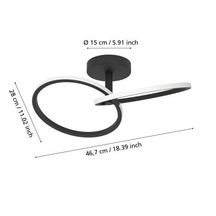 Eglo - LED stropna svetilka LED/12W/230V 2700/4000/6500K črna