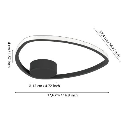 Eglo - LED stropna svetilka LED/9,7W/230V 2700/4000/6500K, premer 37,5 cm, črna