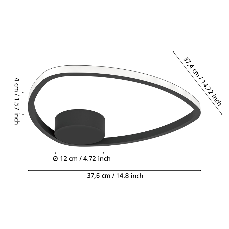 Eglo - LED stropna svetilka LED/9,7W/230V 2700/4000/6500K, premer 37,5 cm, črna