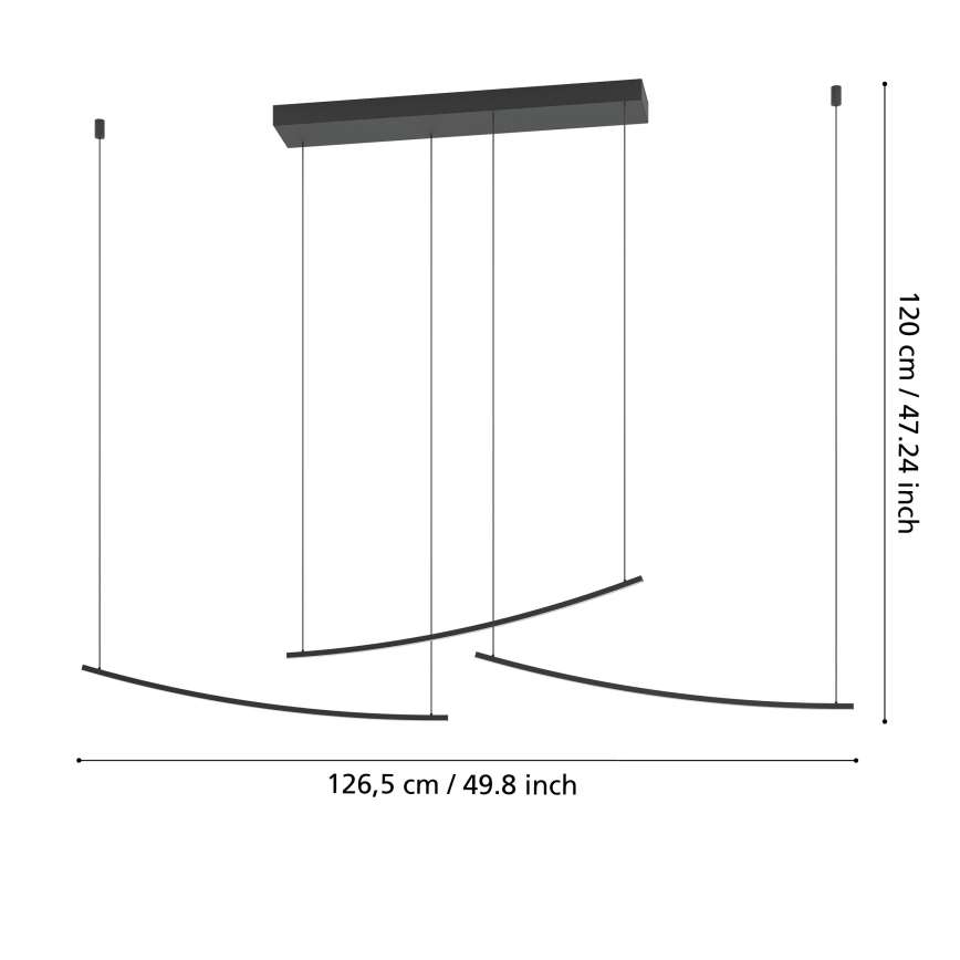 Eglo - zatemljiv viseči LED lestenec na kablu LED/22W/230V 2700/4000/6500K črna