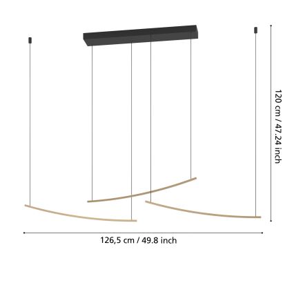 Eglo  - LED zatemljiv lestenec na kablu LED/22W/230V 2700/4000/6500K zlata