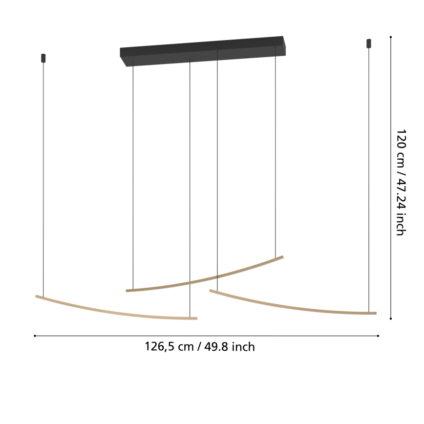 Eglo  - LED zatemljiv lestenec na kablu LED/22W/230V 2700/4000/6500K zlata