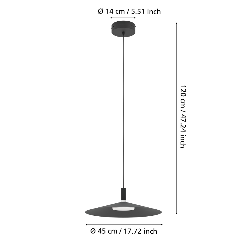 Eglo - LED RGBW zatemnjiv lestenec na jekleni vrvici LED/15,5W/230V 2700-6500K črna