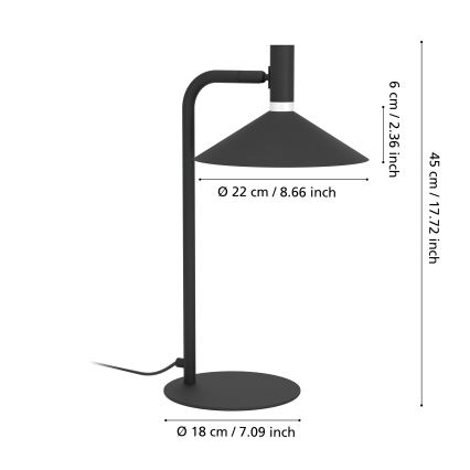 Eglo - LED RGBW Namizna svetilka z možnostjo zatemnitve LED/7,5W/230V 2700-6500K črna