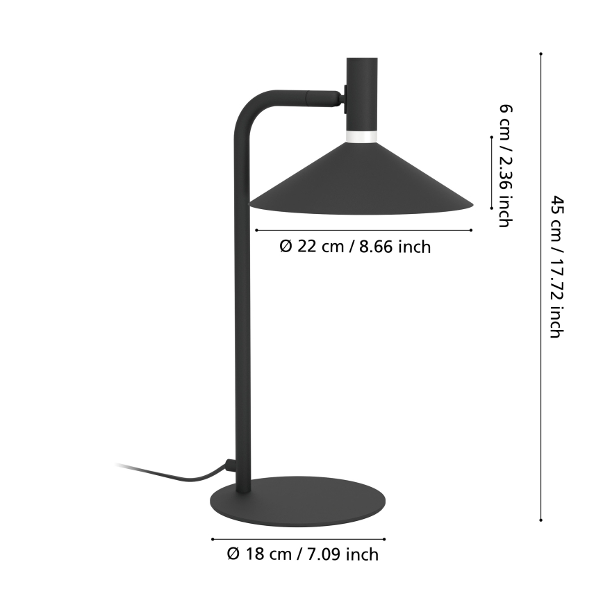 Eglo - LED RGBW Namizna svetilka z možnostjo zatemnitve LED/7,5W/230V 2700-6500K črna