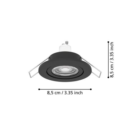Eglo - LED kopalniška vgradna spot svetilka 1xGU10/4,5W/230V IP44 črna