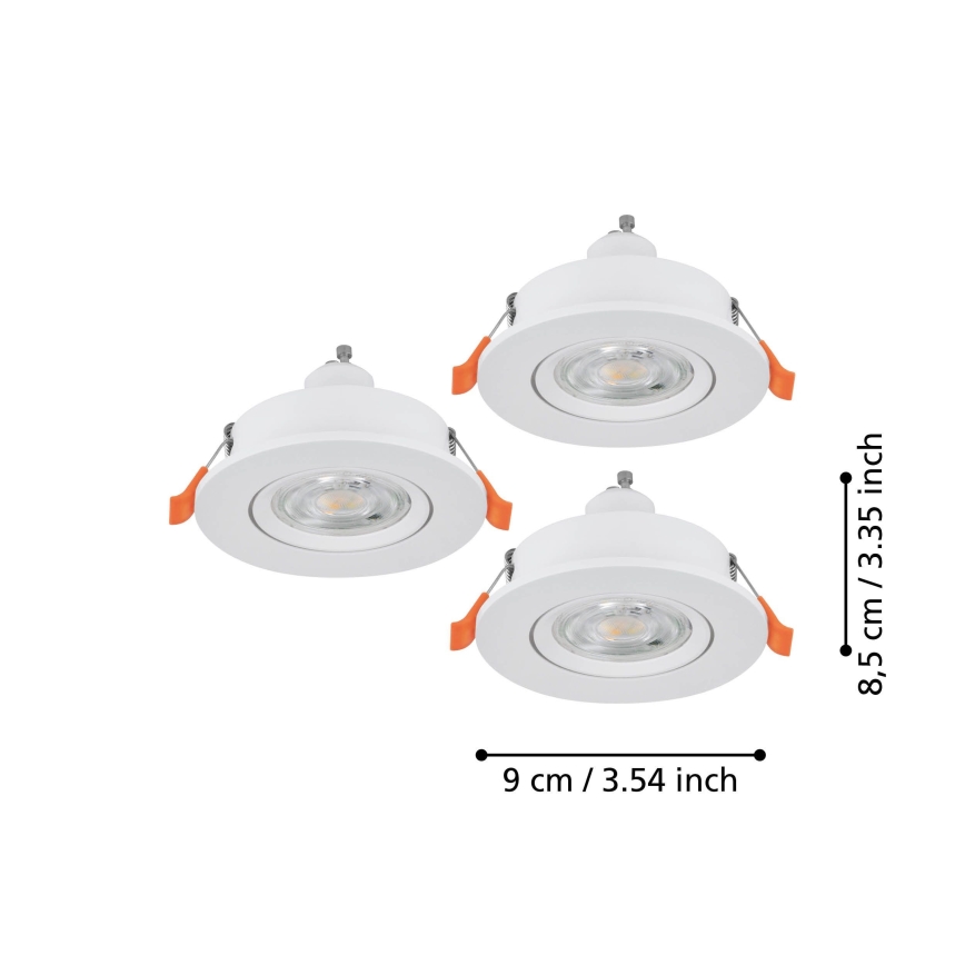 Eglo - Komplet 3x vgradnih LED stropnih točkovnih svetilk 1xGU10/4,5W/230V bela
