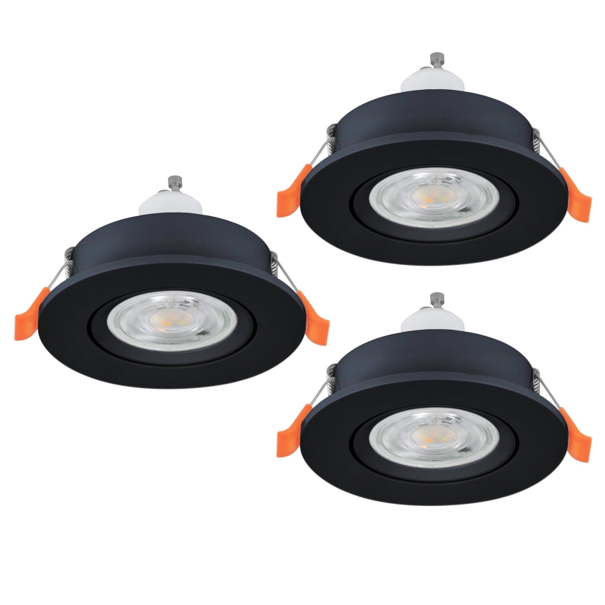 Eglo - Komplet 3x LED vgradnih stropnih reflektorjev, 1x GU10/4,5W/230V, črna