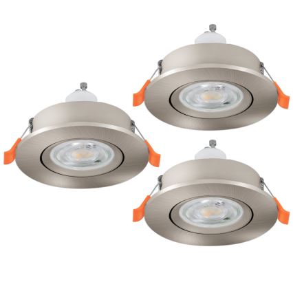 Eglo - Komplet 3x LED vgradnih stropnih točkovnih svetilk 1xGU10/4,5W/230V matni krom