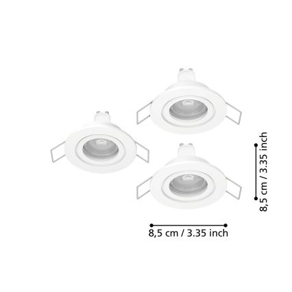 Eglo - Komplet 3x LED kopalniških vgradnih točkovnih svetilk 1xGU10/4,5W/230V IP44 bela
