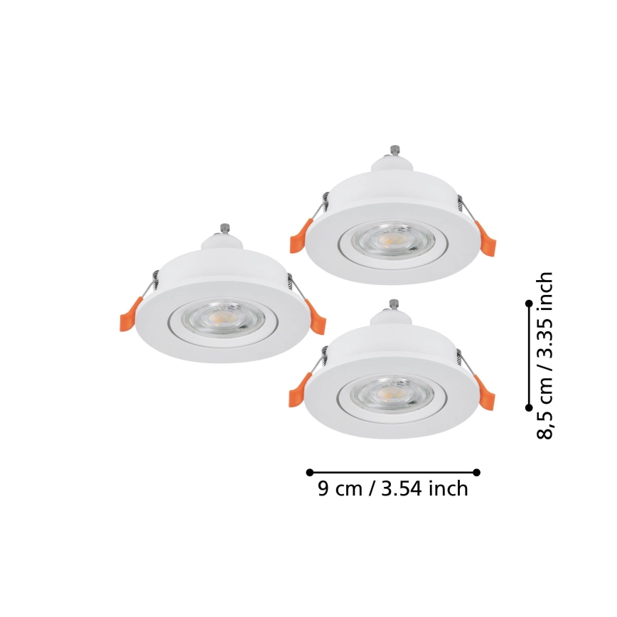 Eglo - Komplet 3x LED vgradnih točkovnih svetilk 1xGU10/4,5W/230V bela