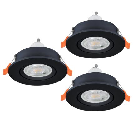 Eglo - SET 3x LED vgradnih stropnih točkovnih svetilk 1xGU10/4,5W/230V črna