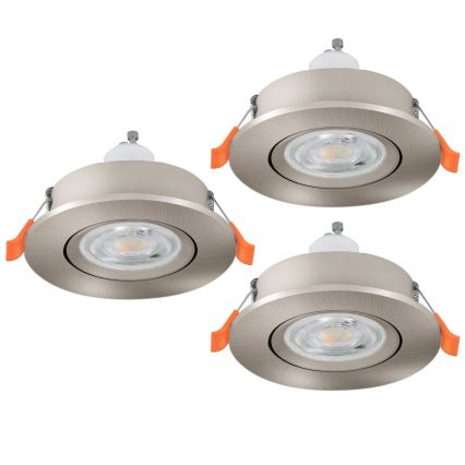 Eglo - Komplet 3x LED vgradnih stropnih reflektorjev 1xGU10/4,5W/230V, matni krom