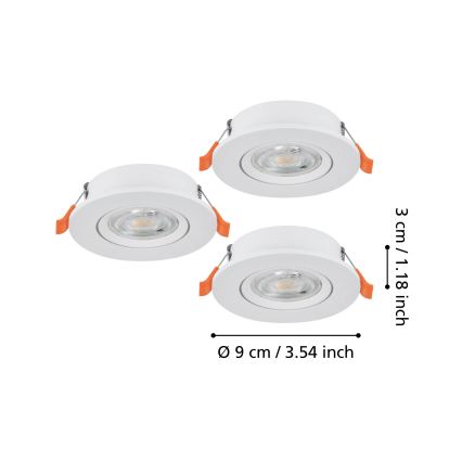 Eglo - KOMPLET 3x vgradnih stropnih LED točkovnih svetilk LED/4,8W/230V 2700/4000/6500K bela
