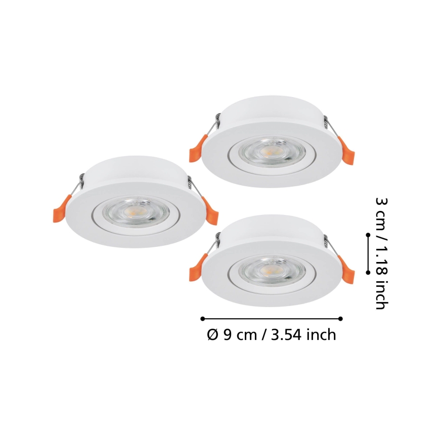 Eglo - KOMPLET 3x vgradnih stropnih LED točkovnih svetilk LED/4,8W/230V 2700/4000/6500K bela