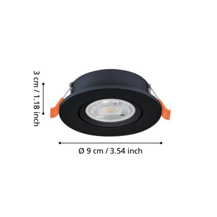 Eglo - LED vgradna stropna točkovna svetilka LED/4,8W/230V 2700/4000/6500K črna