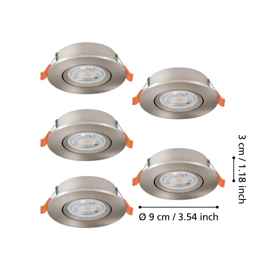 Eglo - Komplet 5x vgradnih LED točkovnih svetil LED/4,8W/230V 2700/4000/6500K matni krom