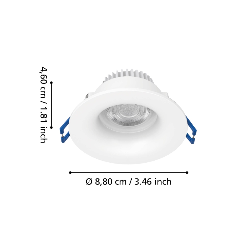 Eglo - LED kopalniško vgradno stropno svetilo LED/4,9W/230V 2700/4000/6500K premer 8,8 cm IP65 bela