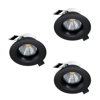 Eglo - Komplet 3x zatemnjivih vgradnih stropnih LED svetilk LED/4,8W/230V Ø 8,8 cm črna