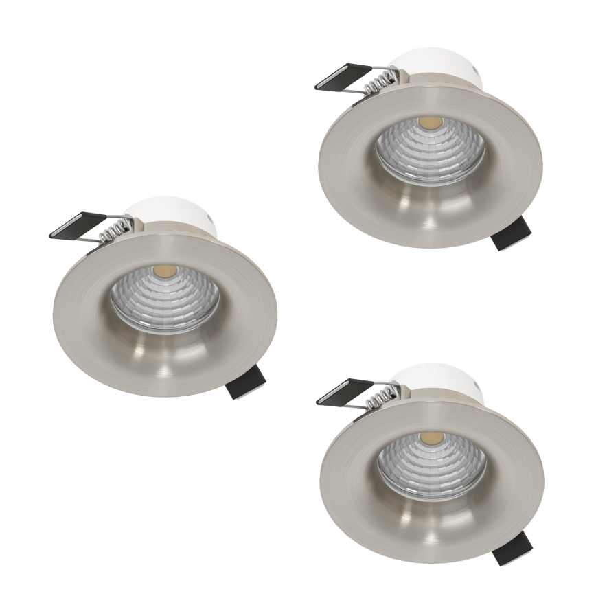 Eglo - Komplet 3x zatemnljivo LED vgradno stropno svetilo LED/4,8W/230V Ø 8,8 cm mat krom