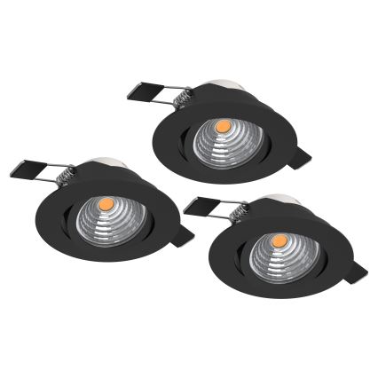 Eglo - Komplet 3x LED zatemnljivo vgradno stropno svetilo LED/6,4W/230V Ø 8,8 cm črna