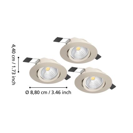 Eglo - Komplet 3x zatemnljivo vgradno stropno LED svetilo LED/6,4W/230V Ø 8,8 cm mat krom
