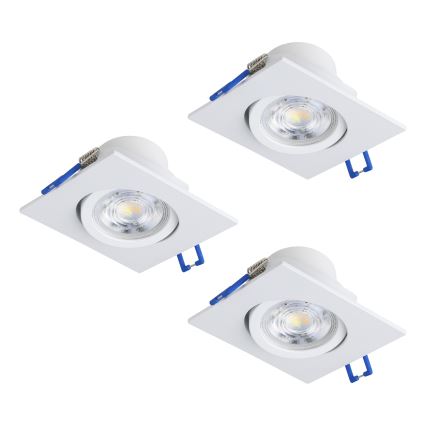 Eglo - KOMPLET 3x zatemnjevalno vgradno LED stropno svetilo LED/4,8W/230V 8,8x8,8 cm bela