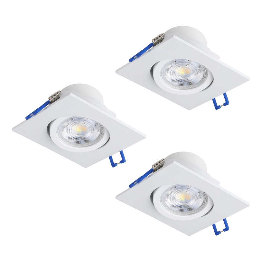 Eglo - KOMPLET 3x zatemnjevalno vgradno LED stropno svetilo LED/4,8W/230V 8,8x8,8 cm bela