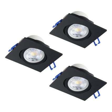 Eglo - Komplet 3x zatemnljivih LED vgradnih stropnih svetilk LED/6,4W/230V 8,8x8,8 cm črne