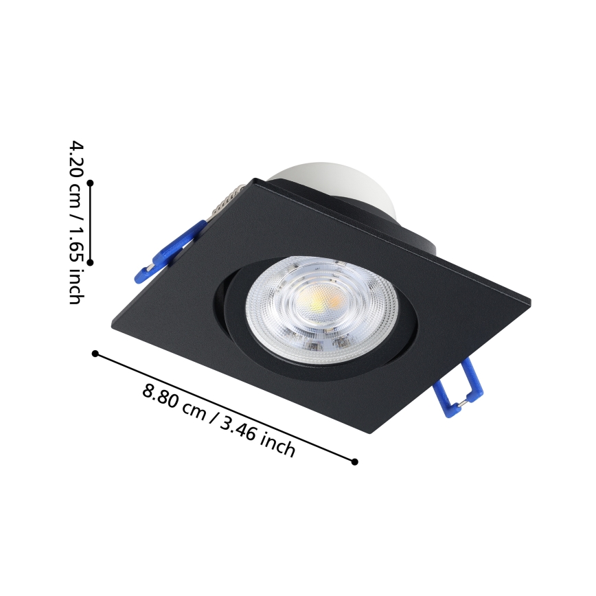 Eglo - Komplet 3x zatemnljivih LED vgradnih stropnih svetilk LED/6,4W/230V 8,8x8,8 cm črne