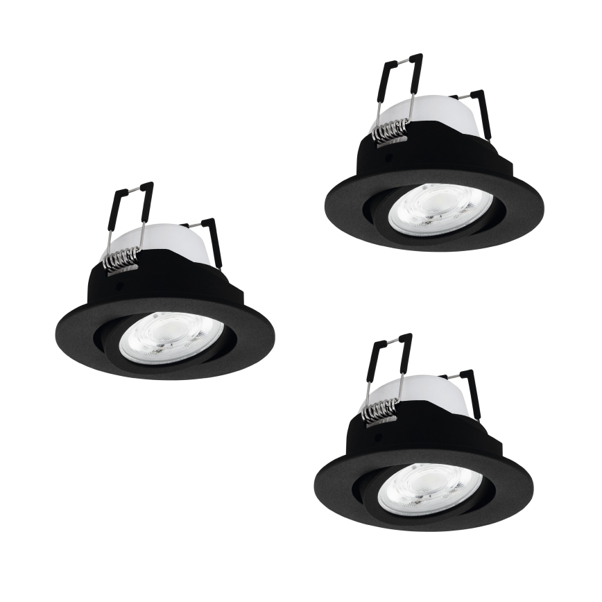 Eglo - KOMPLET 3x LED RGBW zatemnjiva vgradna stropna svetilka LED/4,7W/230V 2700-6500K črna