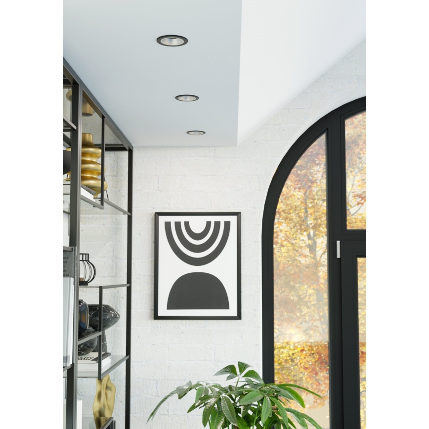 Eglo - LED RGBW zatemnjiva vgradna stropna svetilka za kopalnico LED/4,8W/230V 2700-6500K IP44 črna