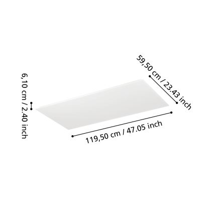 Eglo - LED zatemljiv površinsko montiran panel LED/35,5W/230V 2700-6500K 120x60 cm bela + daljinski upravljalnik