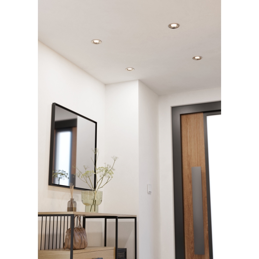 Eglo - Komplet 3x zatemnjevalnih vgradnih stropnih LED svetilk LED/6,4W/230V premer 8,8 cm mat krom