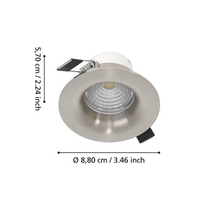 Eglo - Komplet 3x zatemnjevalnih vgradnih stropnih LED svetilk LED/6,4W/230V premer 8,8 cm mat krom