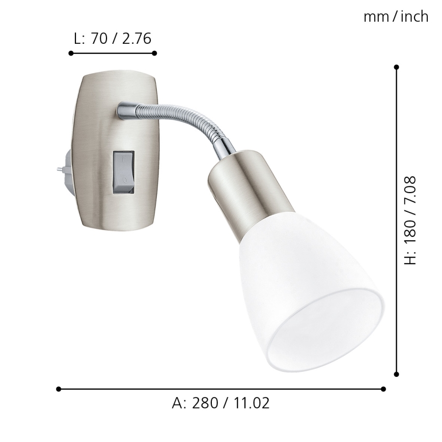 Eglo - Stenska svetilka za vtičnico 1xE14/5W/230V mat krom