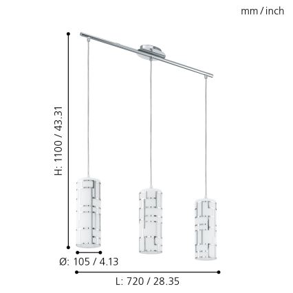 Eglo - Lestenec na vrvici 3xE27/60W/230V