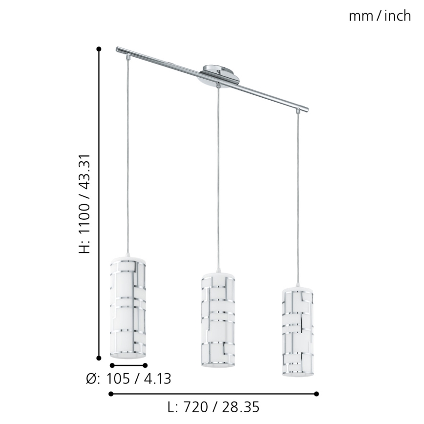 Eglo - Lestenec na vrvici 3xE27/60W/230V